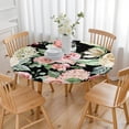 thumbnail image 3 of Pioneer Flower Floral Print Pattern Round Fitted Tablecloth with Elastic Edge,Dining Table Cover Waterproof,Outdoor Round Tablecloth for Camping,Dining,Indoor and Outdoor, 3 of 7