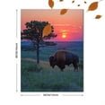 thumbnail image 3 of Qisvanset 12x16 Inch Framed Canvas Wall Art Sunset Tree Side American Bison Landscape Home Canvas Wall Art, 3 of 8