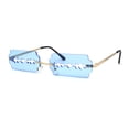 thumbnail image 3 of Razor Blade Shape Funky Hipster Rimless Sunglasses Gold Blue, 3 of 4