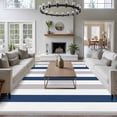 thumbnail image 4 of Navy Blue Grey Stripe Washable Living Room Rugs 8'x10', Classic Modern Low Pile Throw Large Area Rug Non-Slip Sturdy Edge Binding Carpet for Bedroom Dining Room Office, 4 of 9