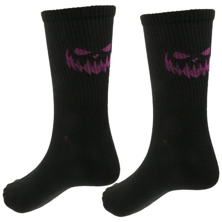 

1 Pair of Halloween Socks Comfortable Pumpkin Face Pattern Mid Calf Sports Socks