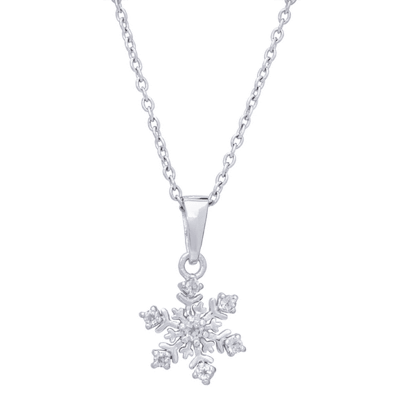 Dolce Giavonna .925 Sterling Silver Blue Topaz Snowflake Pendant Necklace