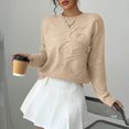 thumbnail image 5 of Women's 3D Floral Applique Crew Neck Sweater Long Sleeve Drop Shoulder Pullover Elegant Knit Top, 5 of 8