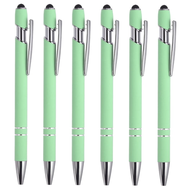 Unique Bargains Ballpoint Pen with Stylus Tip, Medium Point, 1.0mm, Black Ink, 6 Pack