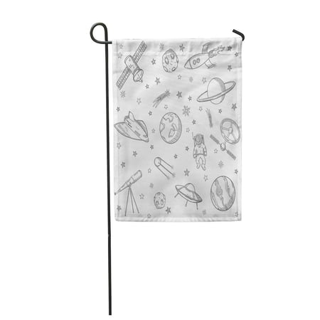 FMSHPON Planet Hand Drawn of Astronomy Doodles Sketch Space Garden Flag Decorative Flag House Banner 28x40 inch