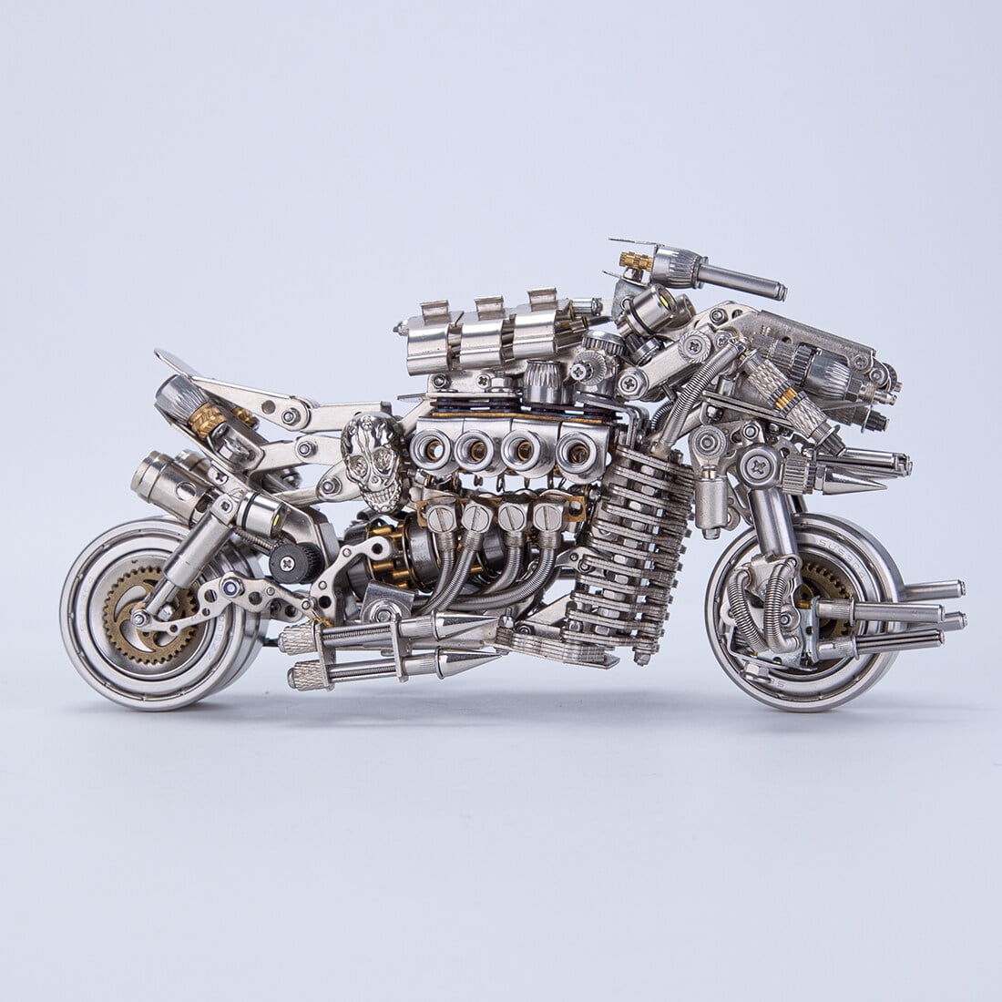 Motorcycle 3D DIY Metal Assembly Model | 600+ Piece Stainless Steel Puzzle Kit with Detailed Manual | Collector's Display for Home & Office Decor