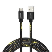 Powertek Marble 6ft USB-A to Lightning Cable, Black & Gold, Fast Charging, Silicone Marble Design, Smooth Data Transfer