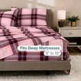 thumbnail image 6 of Bare Home Luxury 100% Cotton Flannel Full Sheet Set, Deep Pocket, 4-Piece, Symphony Plaid - Pink, 6 of 10
