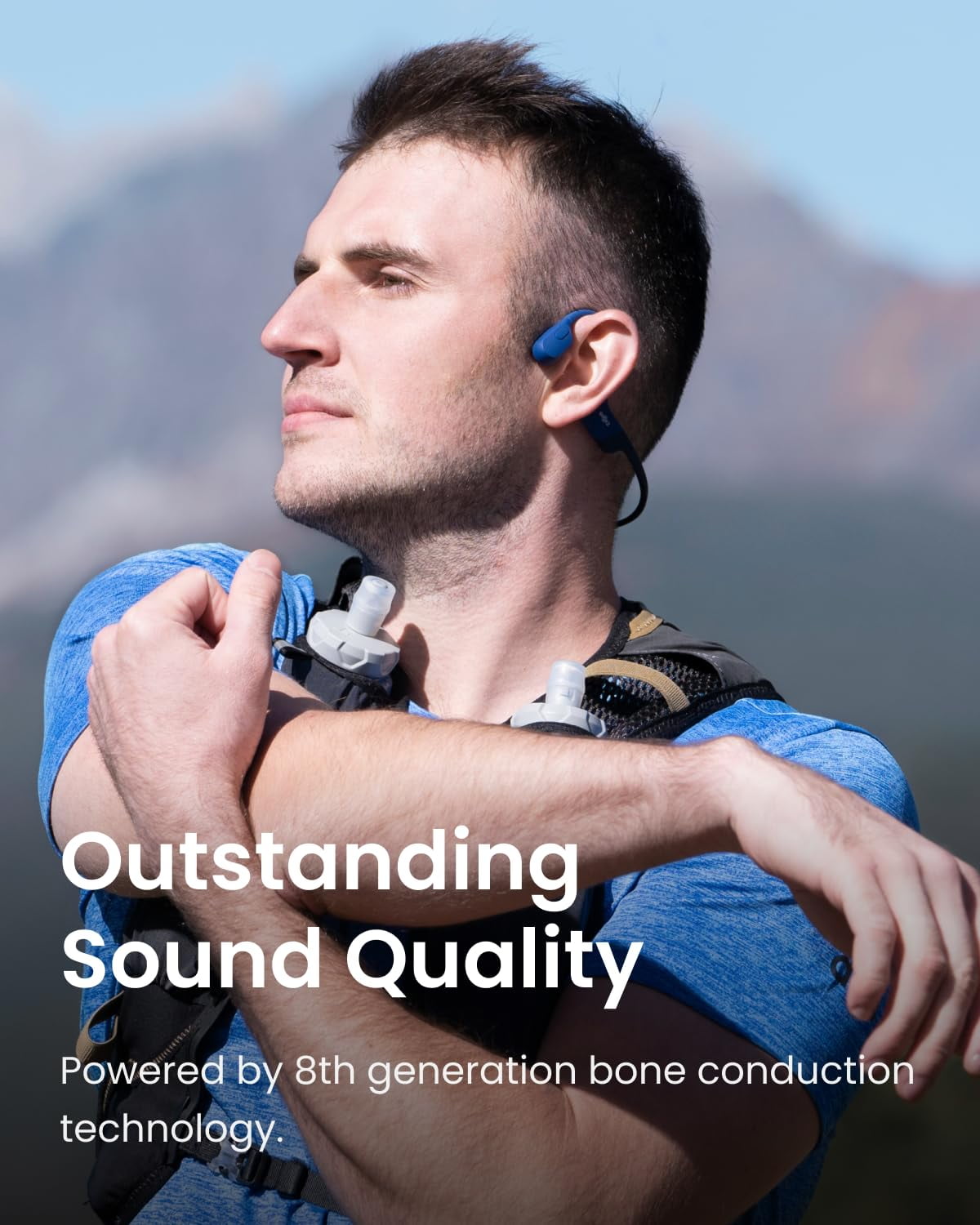 Restored Shokz OpenRun Bone Conduction Waterproof Bluetooth Headphones for Sports(Formerly Aeropex), Blue(Refurbished)