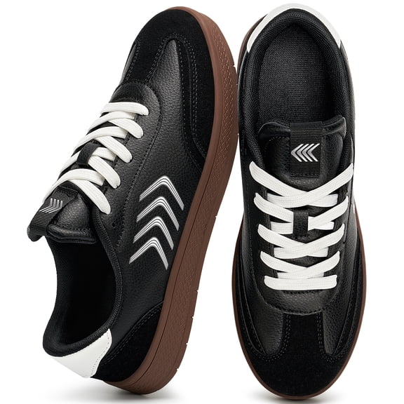 Ecetana Womens Walking Shoes PU Leather Low Top Tennis Shoes Non-Slip Casual Sneakers for Women