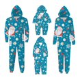 thumbnail image 1 of Mono familiar a juego para Navidad 2024, disfraz de cosplay de una pieza con estampado gráfico de Papá Noel y sombrero de ciervo, ropa de estar clásica para otoño e invierno, atuendo navideño, azul, 1 of 4