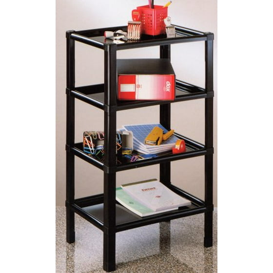 Four Tier Shelf Stand, Black, Storage and Home Organization - Walmart.com