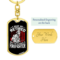 thumbnail image 3 of Retired Firefighter Stainless Steel or 18k Gold Premium Swivel Dog Tag Keychain, 3 of 10