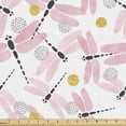 thumbnail image 1 of Dragonfly Fabric by the Yard Upholstery, Pastel Art Vector Spring Insects Illustration on Plain Backdrop, Decorative Fabric for DIY and Home Accents, Rose Dark Yellow and Grey by Ambesonne, 1 of 5