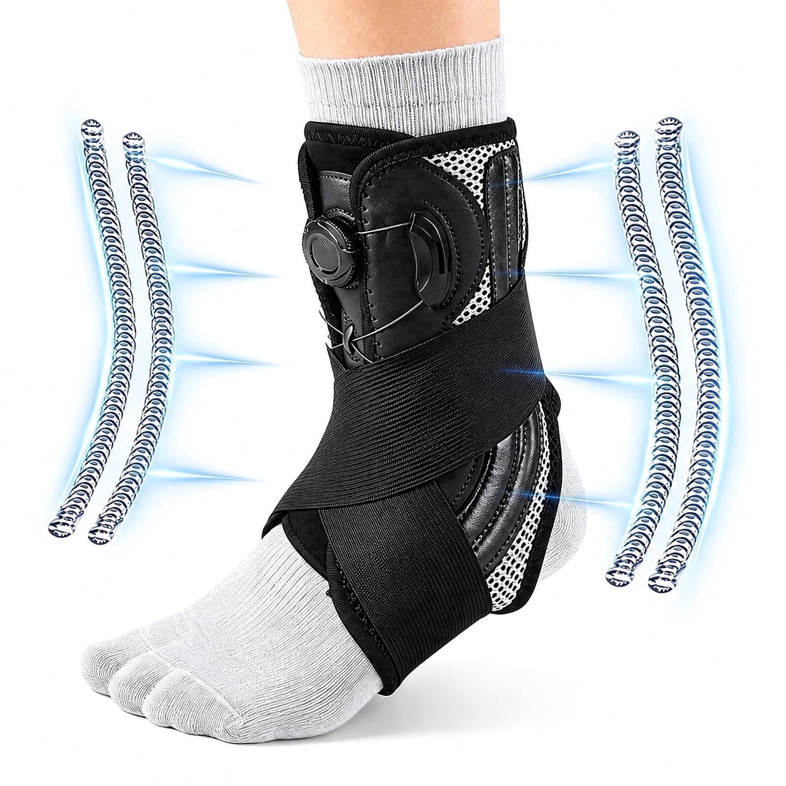 Ankle Brace for Men & Women, Adjustable Lace-up Ankle Support with Side Stabilizers for Recovery, Pain Relief & Stability, 1Pack, s
