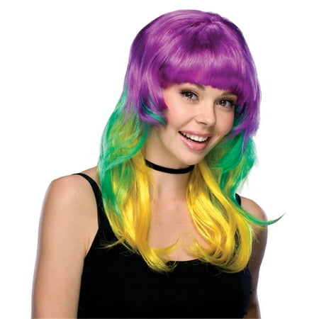 Mardi Gras Tri Color Wig