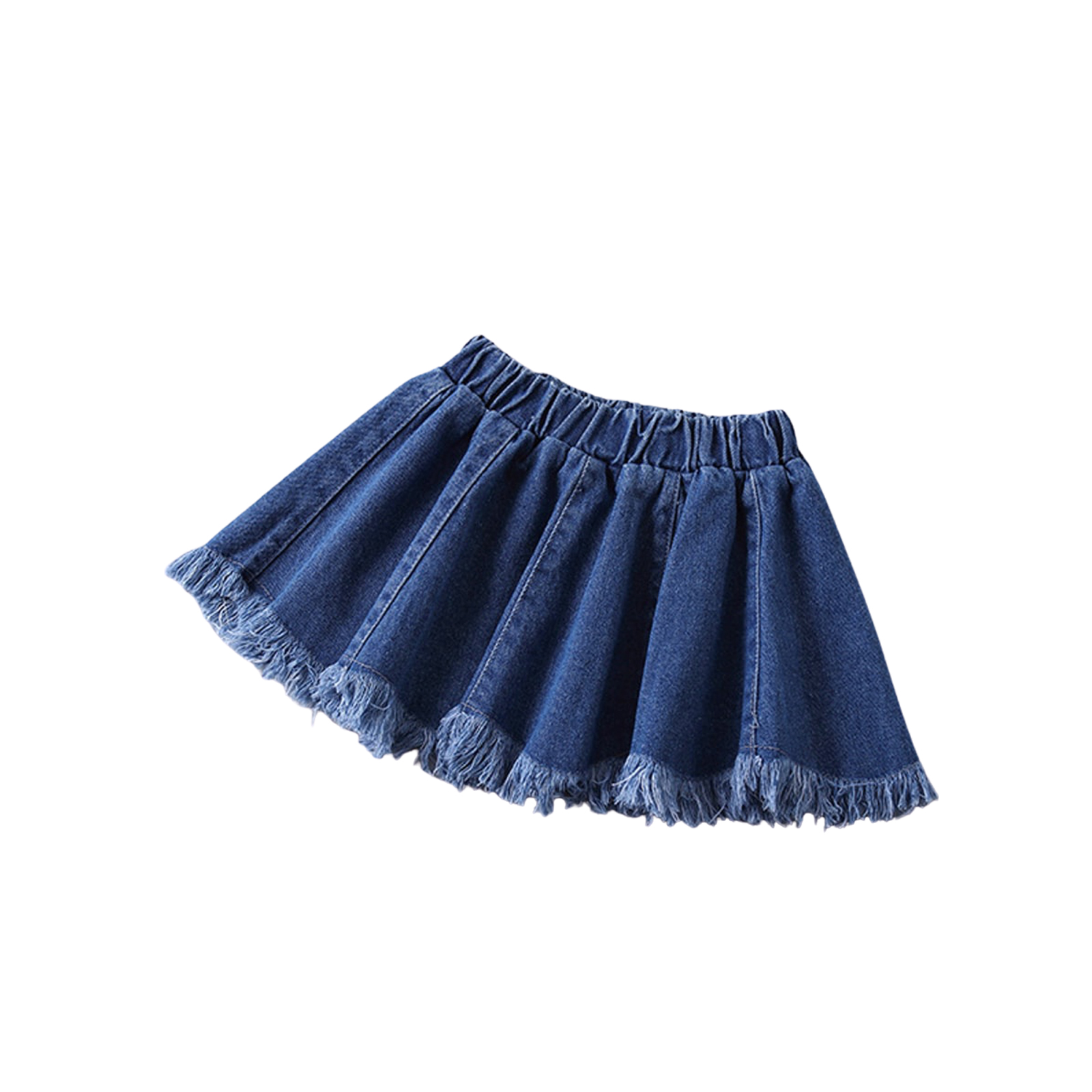 Musuos Girl S Two Piece Set Children S Solid Color Ruffled Shirt Raw Edge Denim Short Skirt For Kids Walmart Com Walmart Com