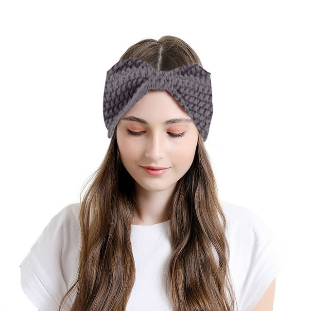 Bandeau Gris Femme Adulte Crochet Bandeau Solide Chaud Bandeau Crocheté