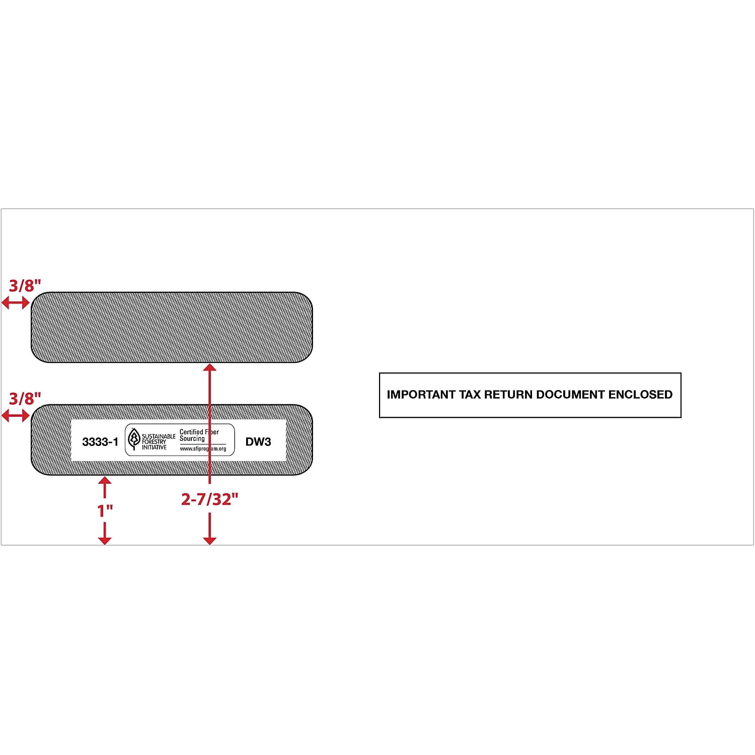 ComplyRight Self Seal Security Tinted Double-Window Tax Envelopes White 50/Pack (3333250)