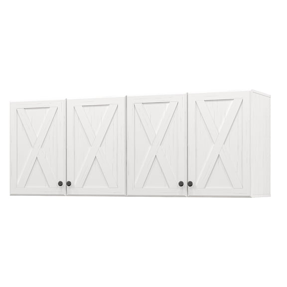 POLIHOME Farmhouse Kitchen Wall Mounted Storage Cabinets with Doors and Shelves, Laundry Room Wall Cabinets Set of 2