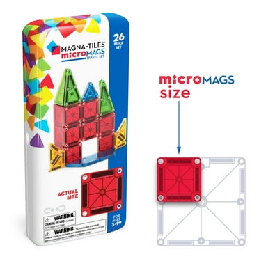 MAGNA-TILES microMAGS Travel Magnetic Construction Set, The Original Magnetic Building Brand, 26 Piece Travel Toy for Boys and Girls
