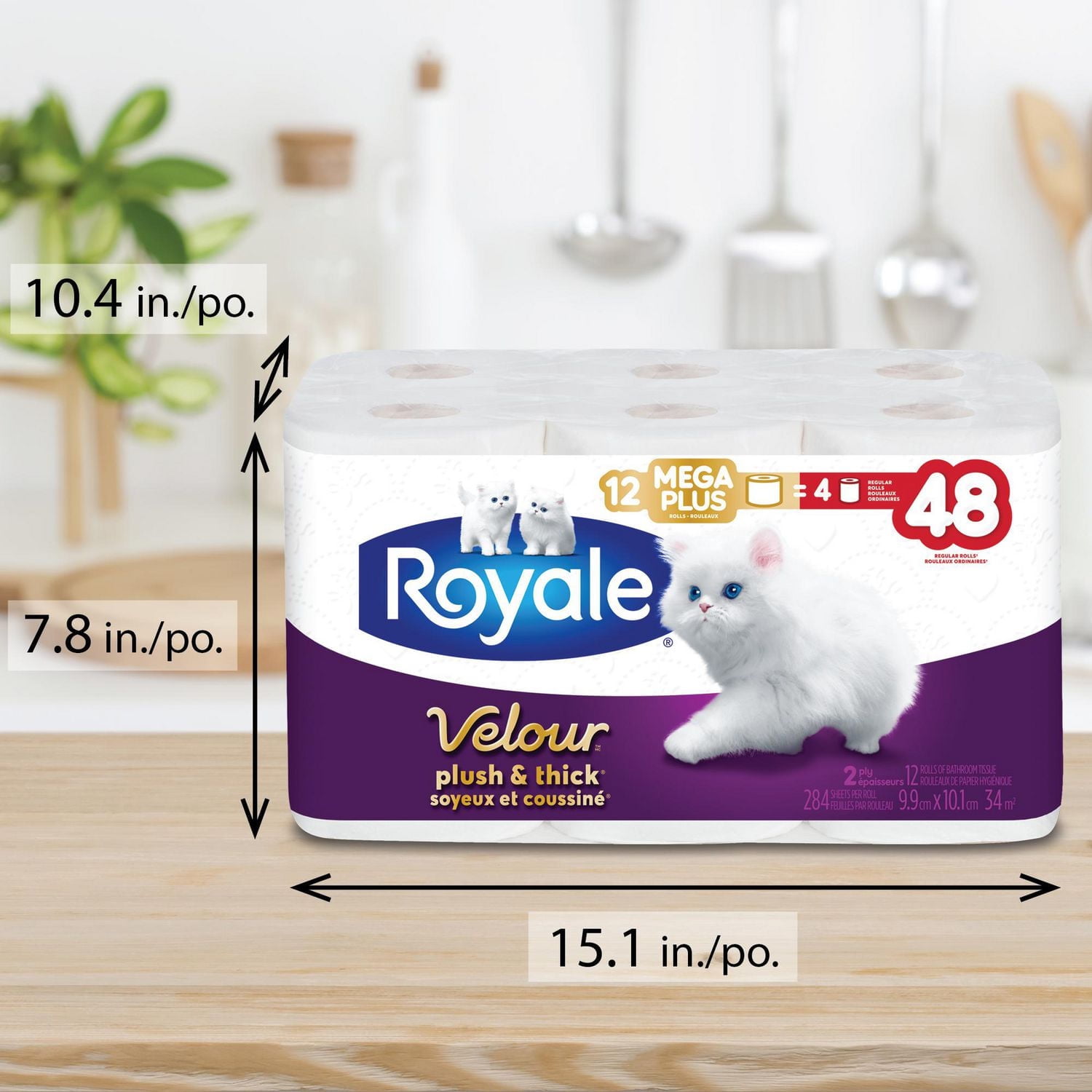 Royale Velour Toilet Paper, 12 equal 48 Rolls, 284 Sheets Per Roll