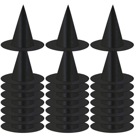 Elcoho 24 Count Black Witch Hats, Halloween Cosplay Costume Accessory for Holiday Party Supplies