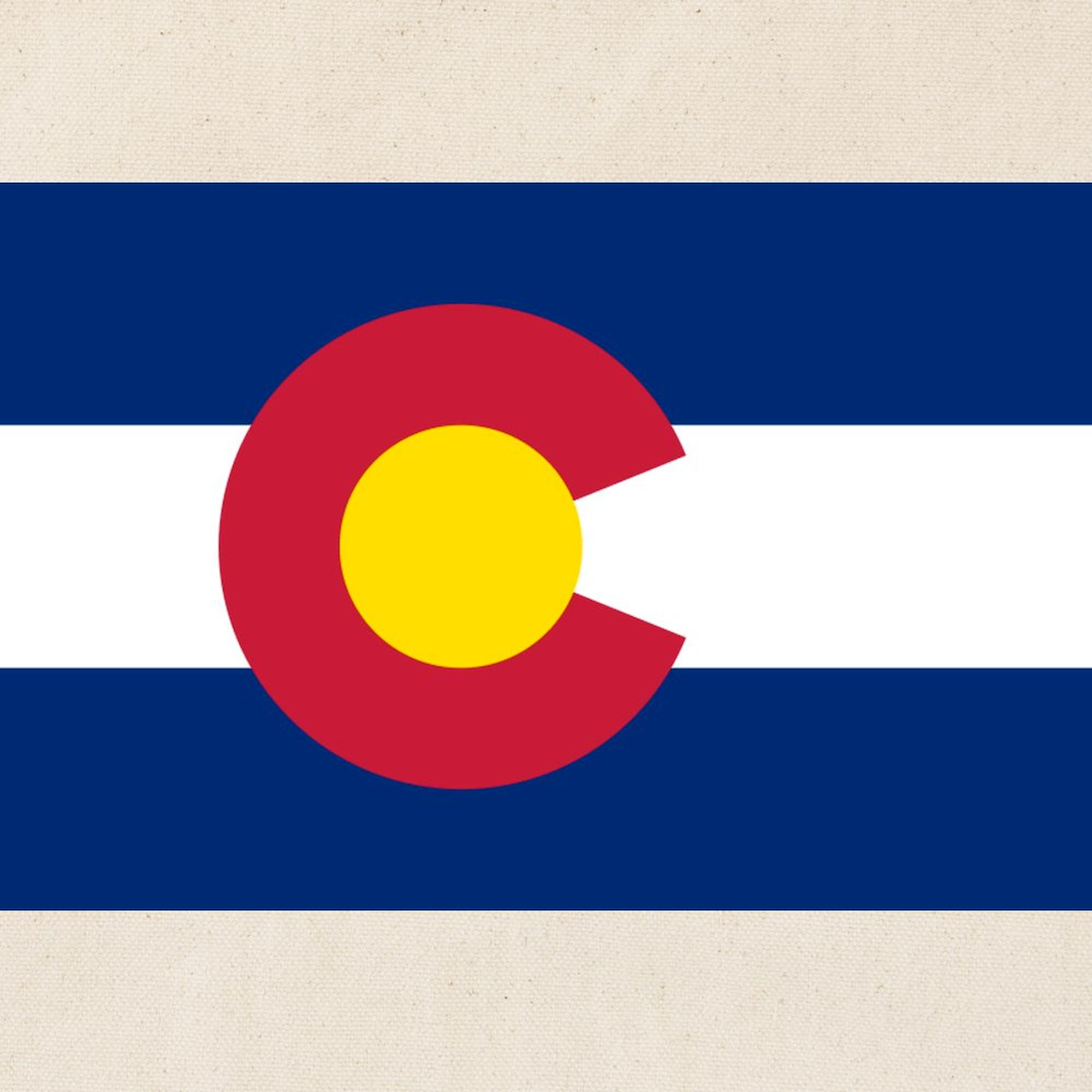 Colorado Flag Tote Bag - Natural Canvas Reusable Shopping Bag With Printed Design