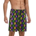thumbnail image 2 of Easygdp Mardi Gras Shiny Green Purple Men's Short Pajama Pants, Sleep Shorts, Household Pants, Casual Pants with Pockets - XX-Large, 2 of 9