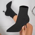 thumbnail image 6 of SACFOF Women's Fashion Ankle Boots Sexy Pointed Toe Kitten Heels Boots Elastic Knitted Fabric Short Long Sock Heels Comfy Mid Calf Booties, 6 of 6