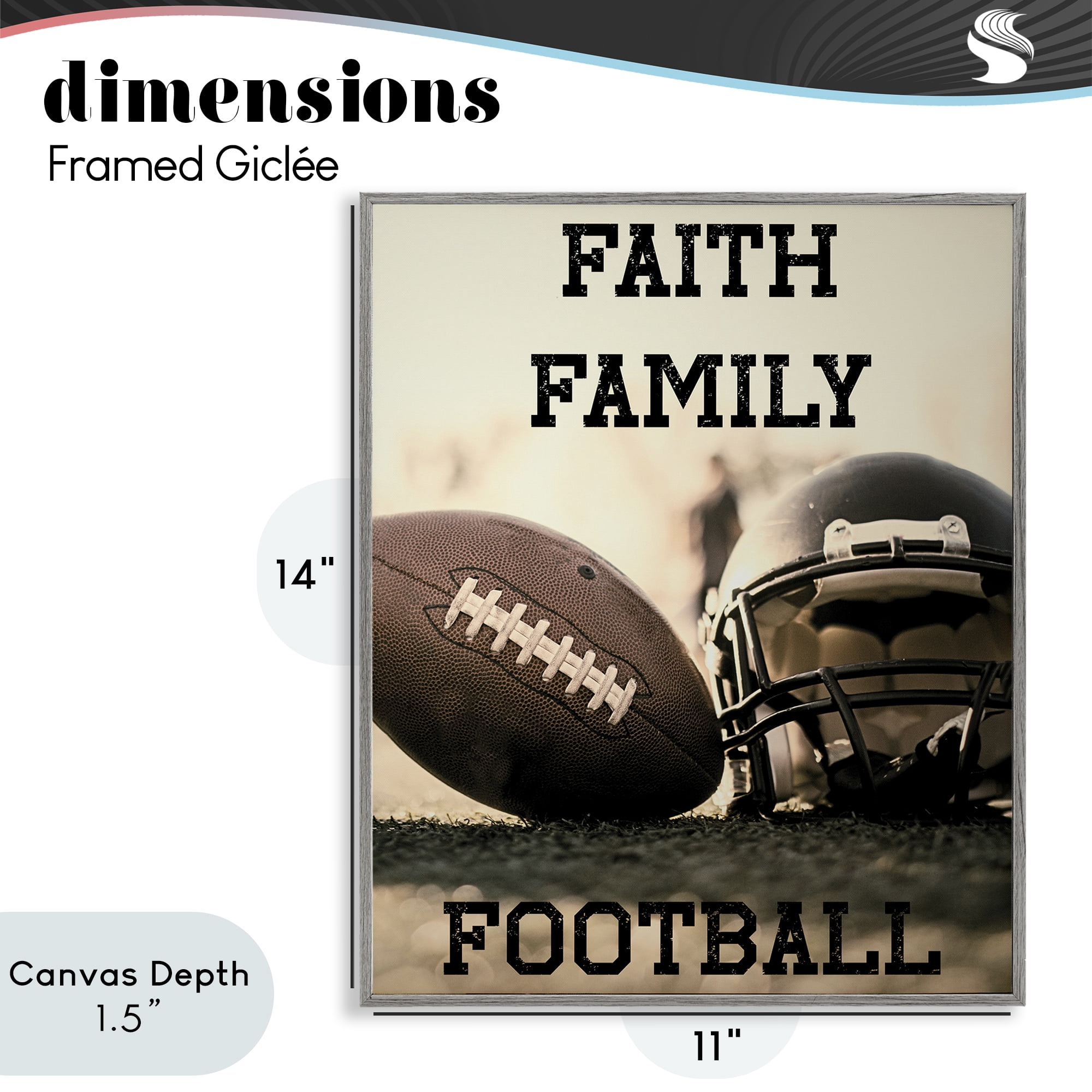 Stupell Industries Faith Family Football Gray Framed Giclee Art, design by Jesse Keith