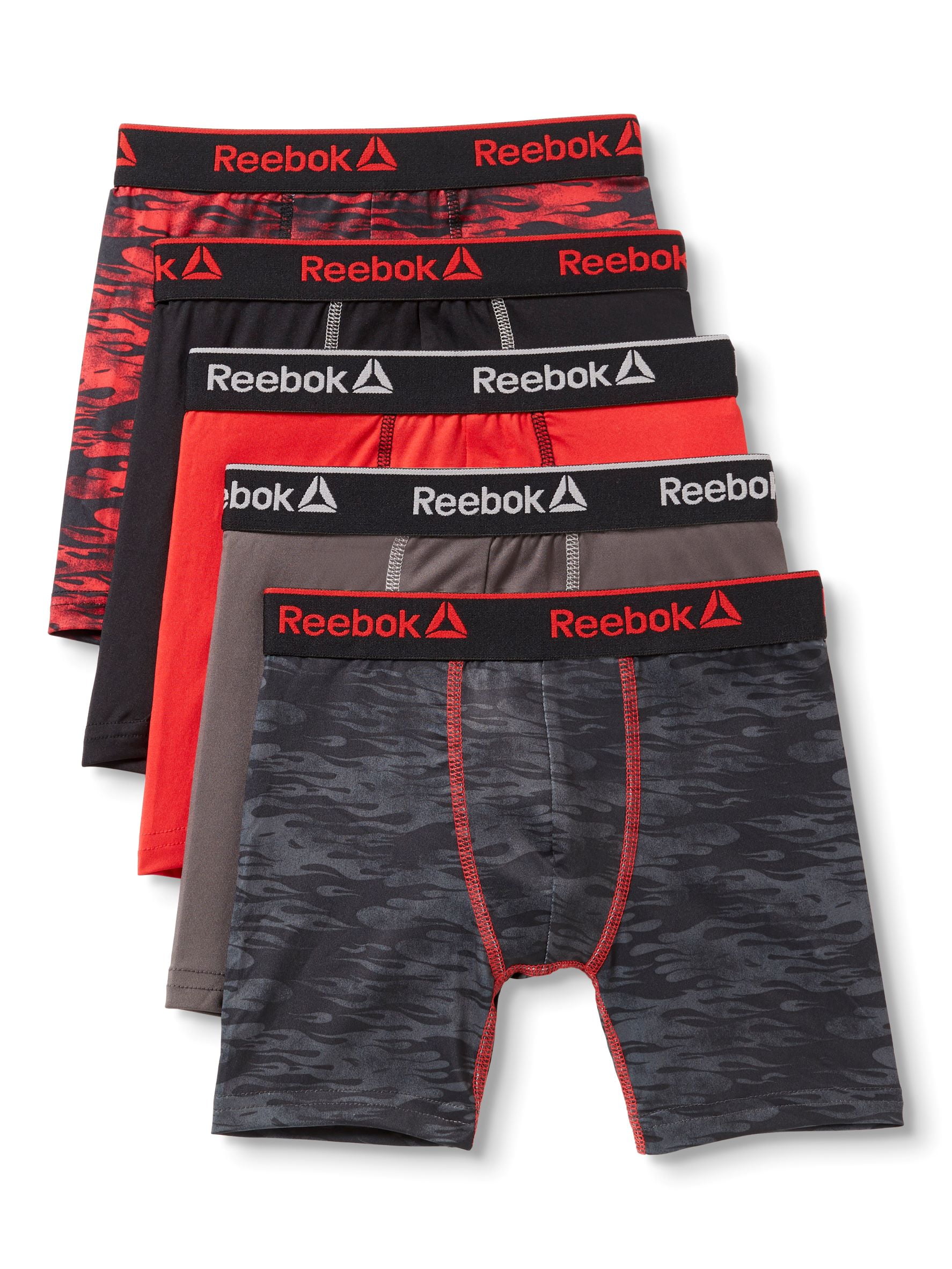 Reebok Boys Performance Quick Dry Compression Long Boxer Brief Pack of 6 