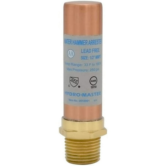 Hydro Master Water Hammer Arrestor, Lead Free Brass, 1/2"MNPT
