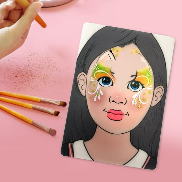 Tablero de práctica de caras, plantillas de pintura, entrenamiento de artista de maquillaje reutilizable, pintura de maquillaje facial, práctica de Chica Yinane Tablero de práctica de caras