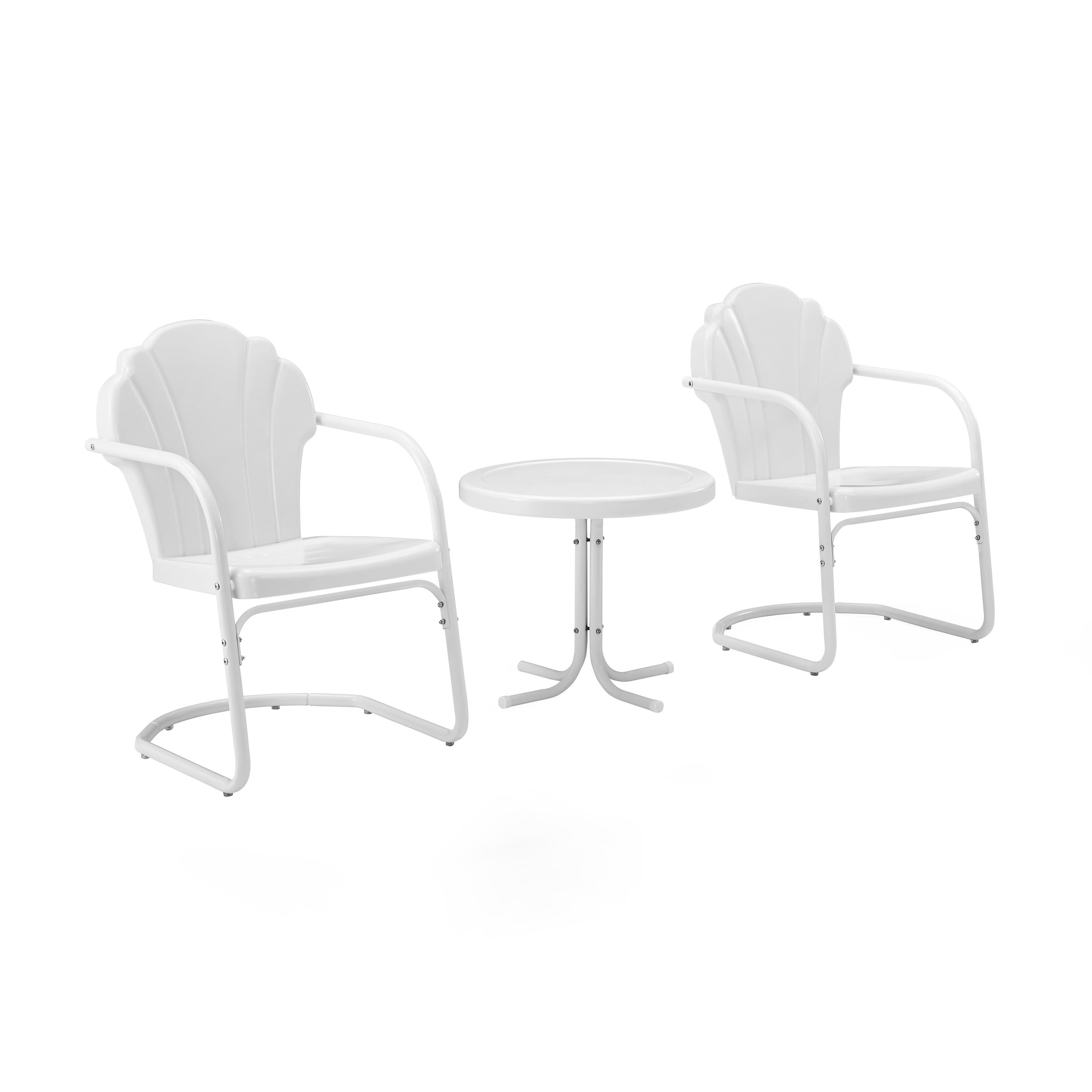 Crosley Furniture Tulip 3 Piece 22"Round Metal Patio Conversation Set in White - image 3 of 7