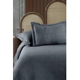 thumbnail image 3 of Knitted Bedspread Set, Lines Interlacing 3 Piece Bedding Coverlet Set with Decorative Quilt Pillow Sham Heavyweight Coton Blend Comfy Bedspread for All Season, 3 Sizes, Dark Slate Blue, by Ambesonne, 3 of 3