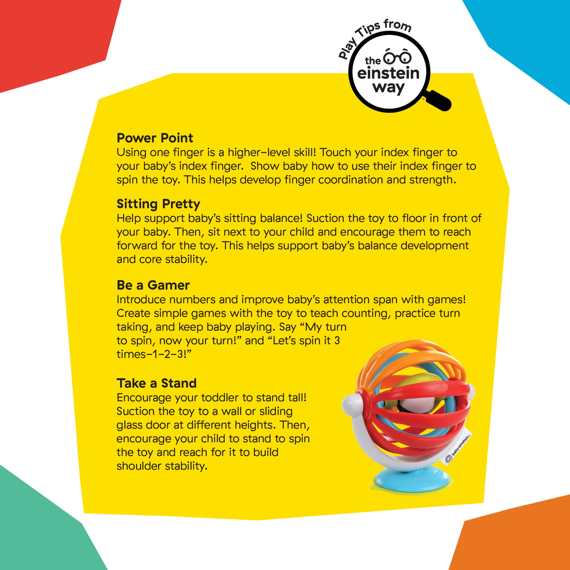 Baby Einstein Sticky Spinner High Chair Activity Toy, For Ages 3 Months +