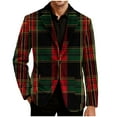 thumbnail image 4 of Christmas Outfits for Men Corduroy Suit Blazers Notched Button Up Long Sleeve Snowflakes Plaid Party Dressy Jacket (XL, Red F), 4 of 7