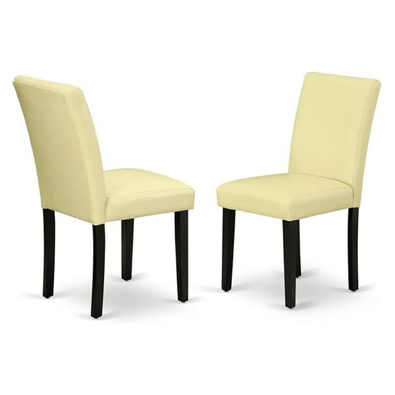 ABP1T73 Abbott Parson Dining Room Chairs - Eggnog Faux Leather Upholstered Chairs, Set of 2, Black