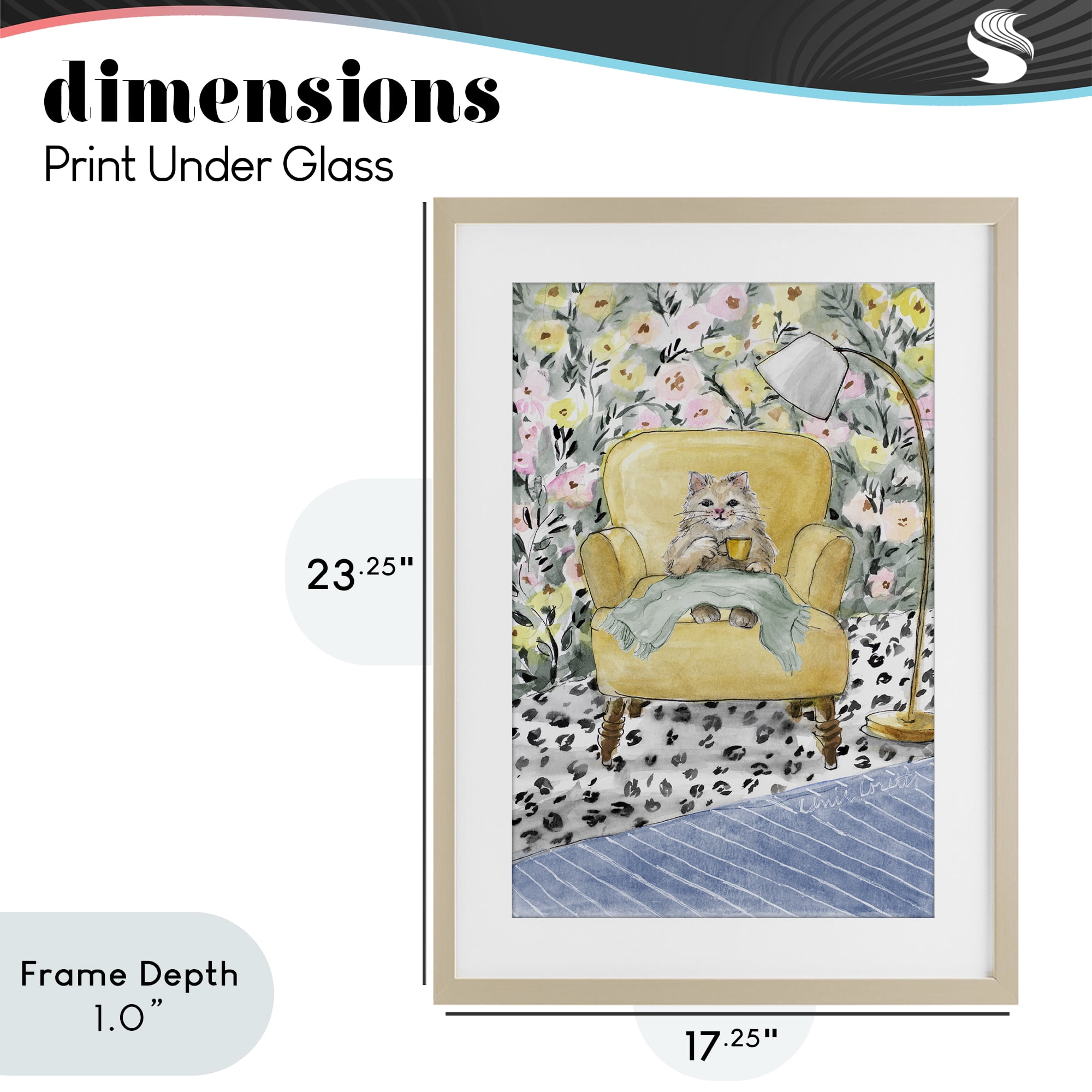 Stupell Industries Cozy Cat Corner Birch Framed Print Under Glass, design by Lanie Loreth