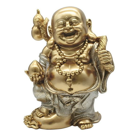 FC Design 8.5"H Gold and Silver Maitreya Buddha Statue Happy Buddha Figurine Statue Sculpture Ornament Decoration Home/Room Decor and Unique Gift Ideas for Housewarming, Holidays and Birthdays