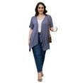thumbnail image 3 of Uvplove Women's Short Sleeve Summer Open Front Cardigan Lightweight Knit with Pcokets,Purple Grey,XL, 3 of 7