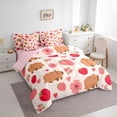 thumbnail image 2 of Erosebridal Cute Capybaras Bedding Comforter Set 7-Piece For Children,Pink Strawberry Flowers King Bedding Sets For Kids Boys Girls,Pink Reversible, 2 of 6