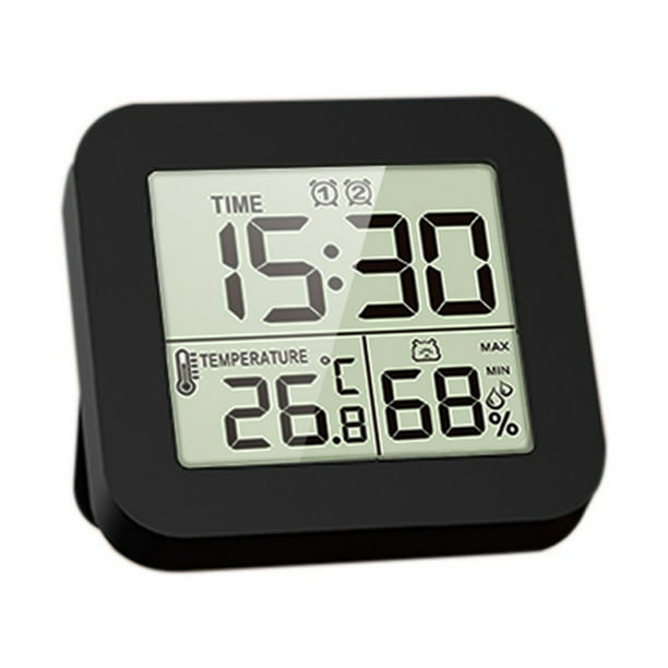 Higrotermógrafo con pantalla digital LCD | Medidor de temperatura de humedad multifuncional | Reloj despertador doble | Cronómetro de cuenta regresiva con temporizador | Formato 12/24 horas |