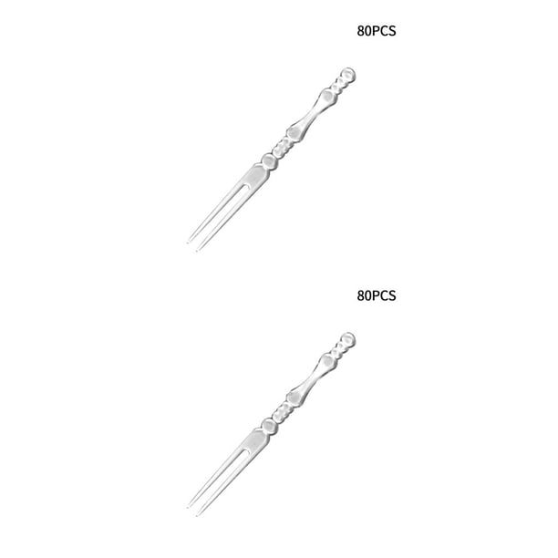 Advancent Paquete de 80 tenedor para pastel de frutas, palillos portátiles de un solo para comida, tenedores para repostería, suministro de Transparente 2piezas