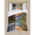 thumbnail image 3 of National Parks Duvet Cover Set Queen Size, Canadian Rocky Mountain Range on Edith Cavell Lake Pastoral Image Print, Decorative 3 Piece Bedding Set with 2 Pillow Shams, Multicolor, by Ambesonne, 3 of 3