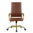 thumbnail image 4 of Pemberly Row High-Back Leather Office Chair With Gold Frame in Brown, 4 of 7