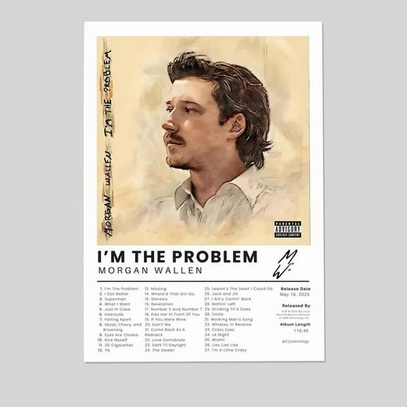 Music Poster - Mor.gan Wa.llen Poster - I'm the Problem Album 2025 Poster - Retro Style - Size 24x36 - Kiloa