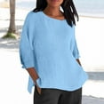 thumbnail image 5 of Womens Tops Fashionable Casual Cotton And Linen Sleeve Seven Quarter Sleeve Top T Shirt Blouses For Women, 5 of 7