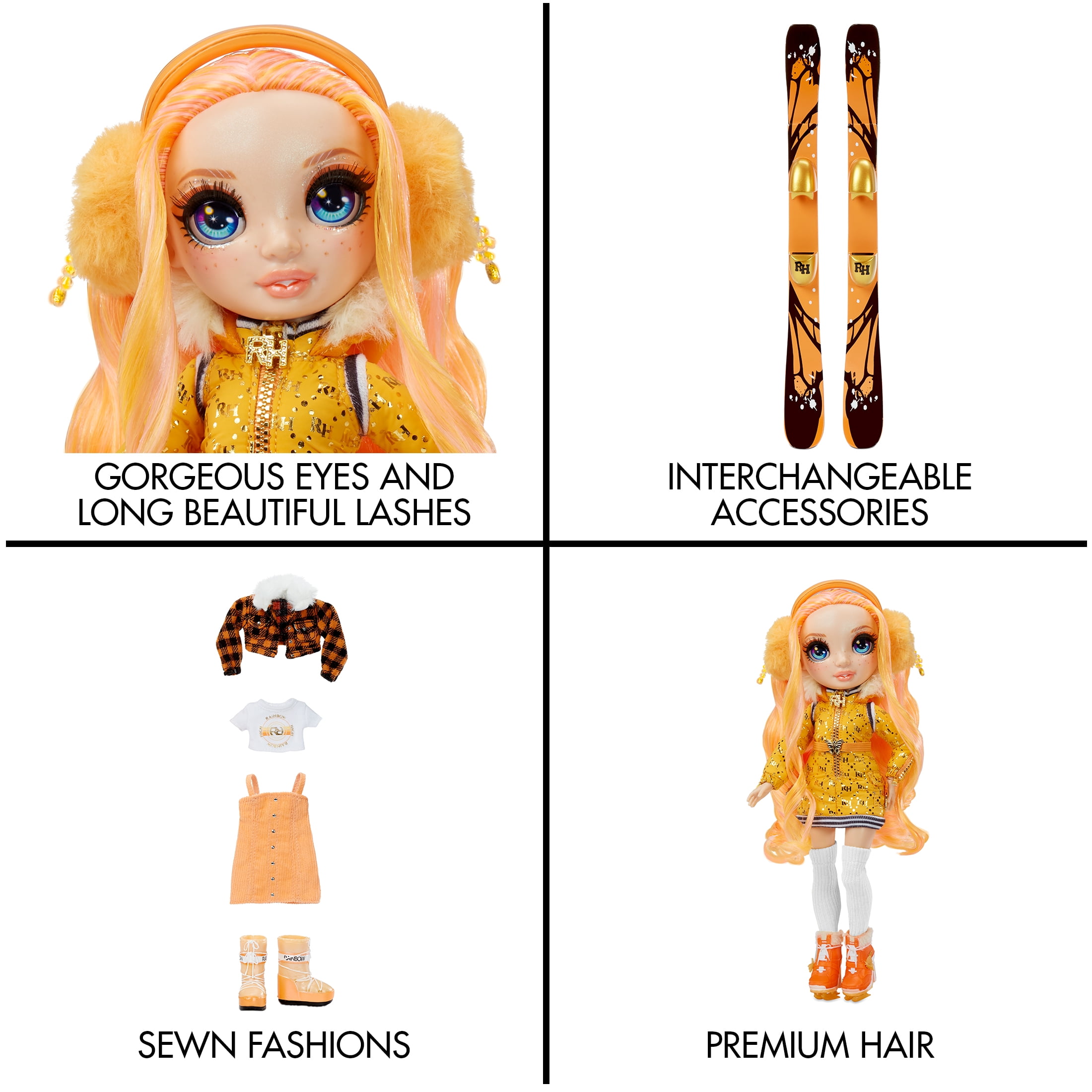 Rainbow High Winter Break Poppy Rowan – Orange Winter Break Fashion Doll And Playset with 2 Complete Doll Outfits, Pair Of Skis And Winter Doll Accessories, Great Gift for Kids 6-12 Years Old